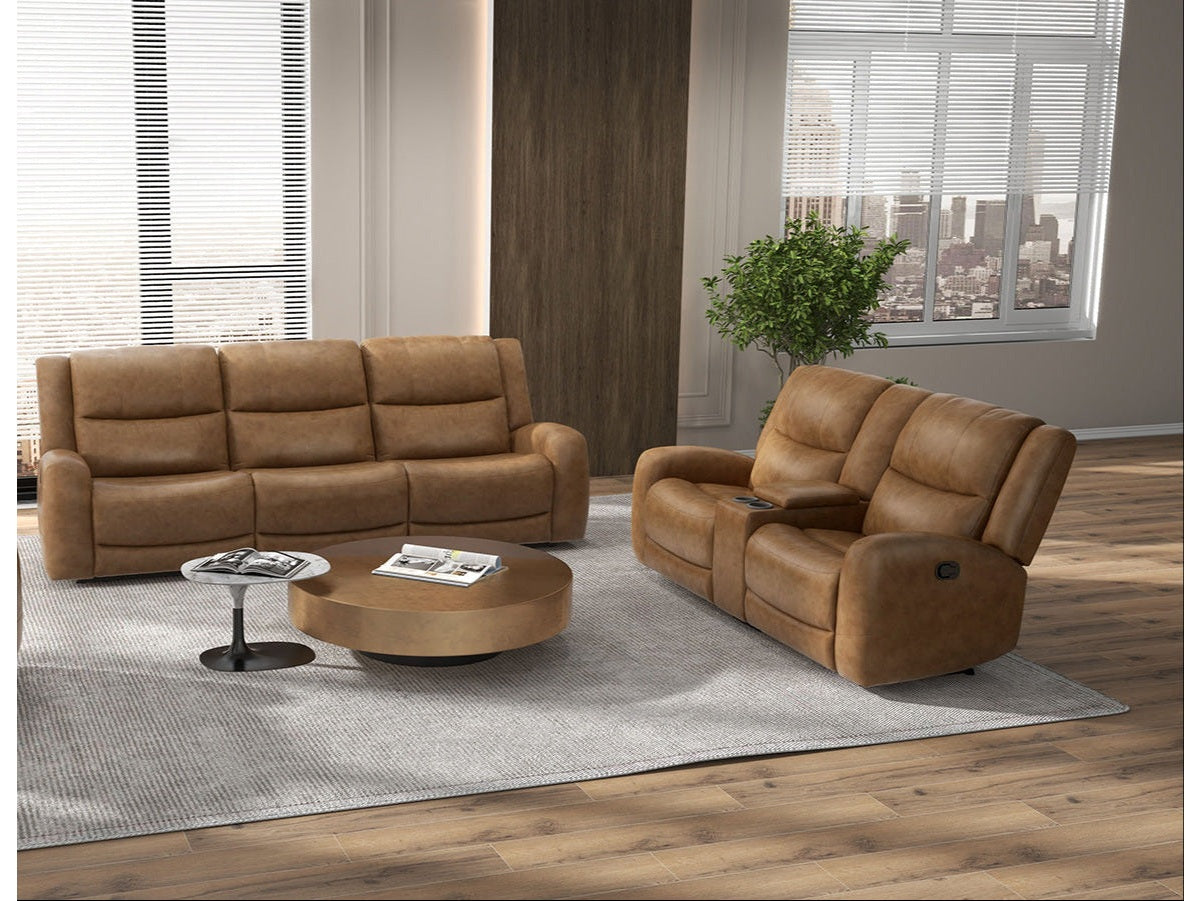 Leolinus Brown Leather Sofa & Loveseat - Ornate Home