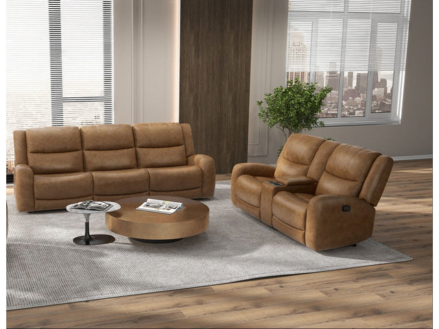 Leolinus Brown Leather Sofa & Loveseat - Ornate Home