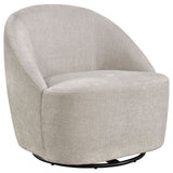 Leon Beige Chenille Upholstered Swivel Accent Chair - Ornate Home