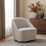 Leon Beige Chenille Upholstered Swivel Accent Chair - Ornate Home