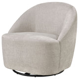 Leon Beige Chenille Upholstered Swivel Accent Chair - Ornate Home