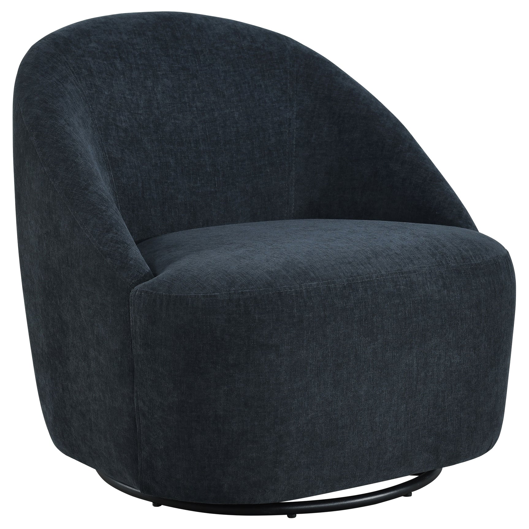 Leon Black Chenille Upholstered Swivel Accent Chair - Ornate Home
