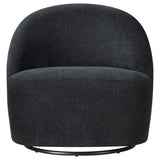 Leon Black Chenille Upholstered Swivel Accent Chair - Ornate Home