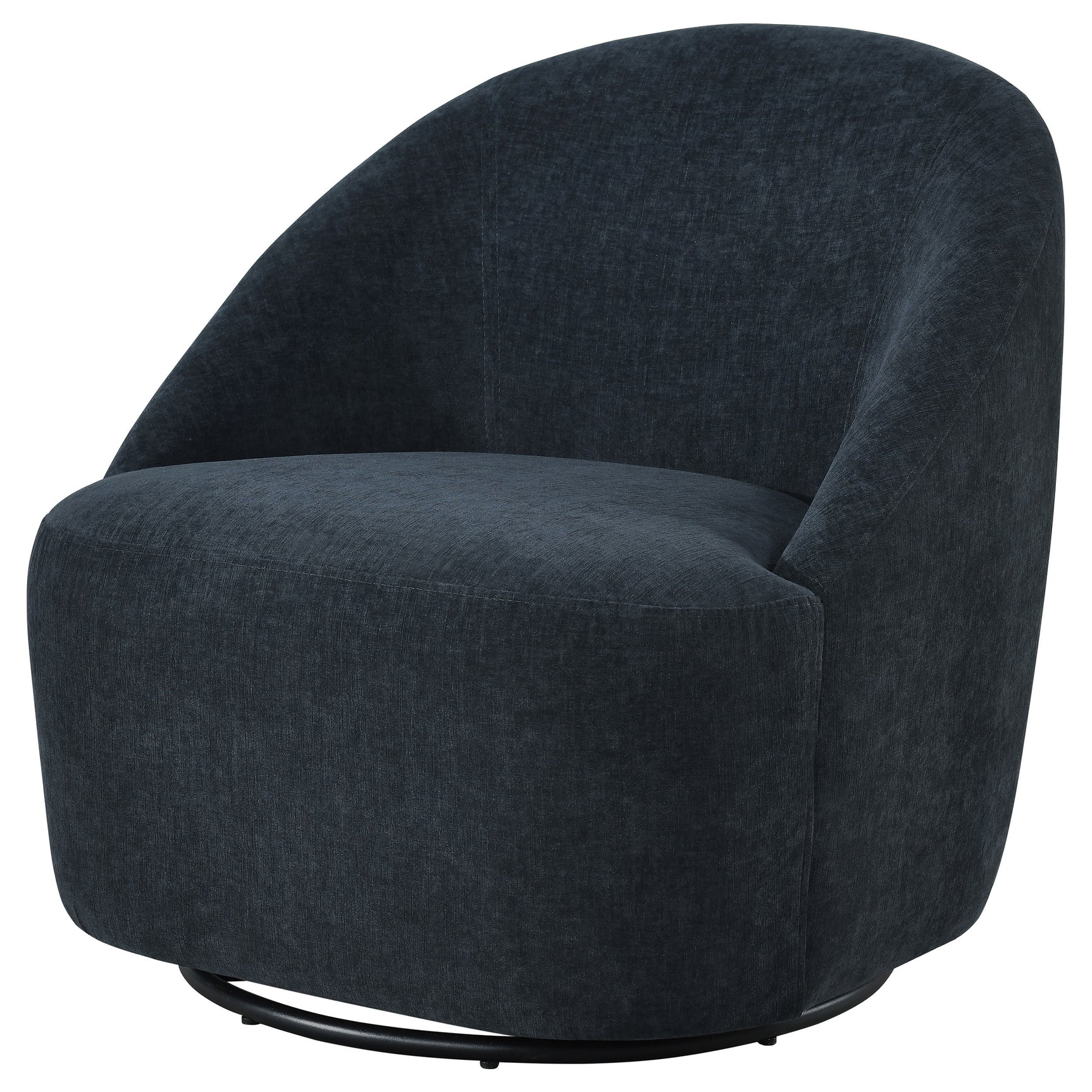 Leon Black Chenille Upholstered Swivel Accent Chair - Ornate Home