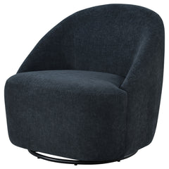 Leon Black Chenille Upholstered Swivel Accent Chair - Ornate Home