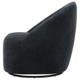Leon Black Chenille Upholstered Swivel Accent Chair - Ornate Home