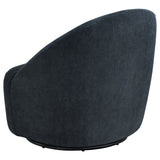 Leon Black Chenille Upholstered Swivel Accent Chair - Ornate Home