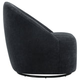 Leon Black Chenille Upholstered Swivel Accent Chair - Ornate Home