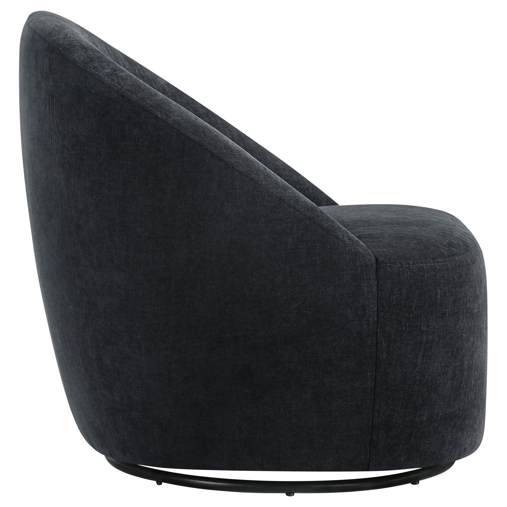 Leon Black Chenille Upholstered Swivel Accent Chair - Ornate Home