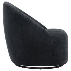 Leon Black Chenille Upholstered Swivel Accent Chair - Ornate Home