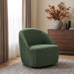 Leon Green Chenille Upholstered Swivel Accent Chair - Ornate Home