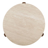 Leonardo Travertine Top/Dark Oak Coffee Table - Ornate Home