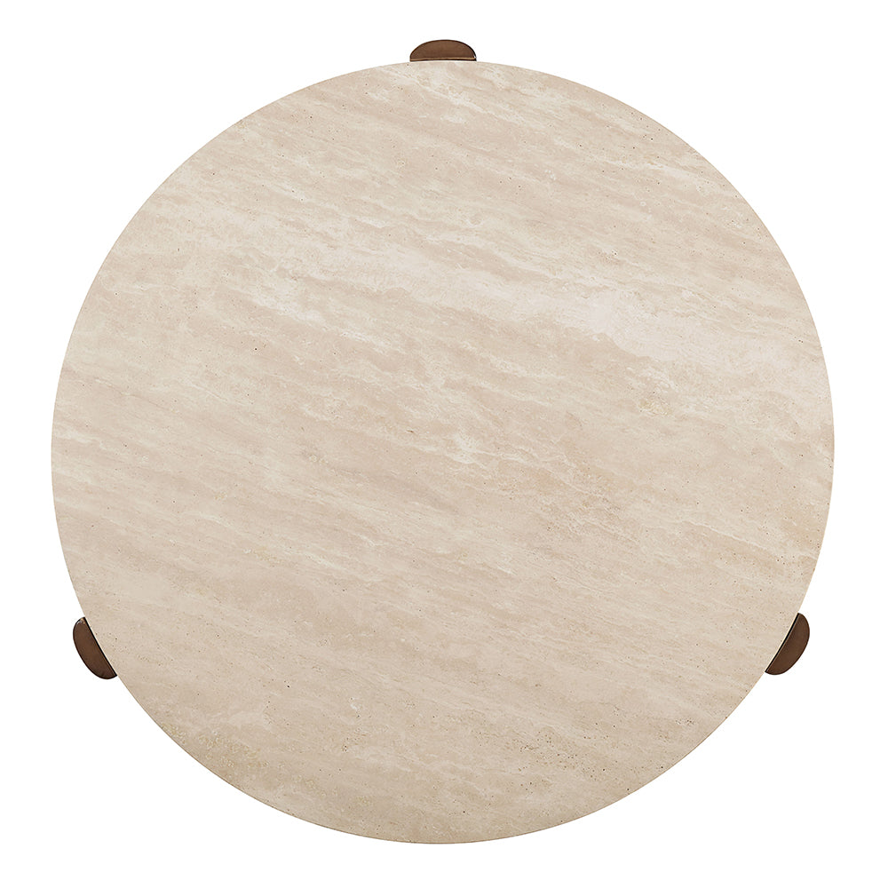 Leonardo Travertine Top/Dark Oak Coffee Table - Ornate Home