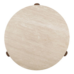 Leonardo Travertine Top/Dark Oak Coffee Table - Ornate Home
