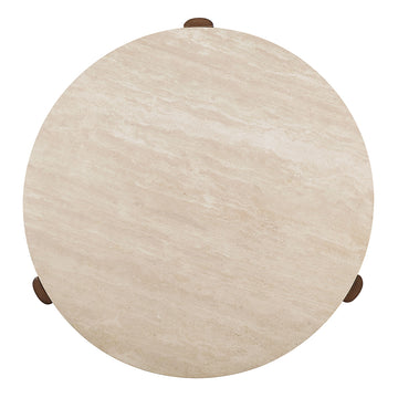 Leonardo Travertine Top/Dark Oak Coffee Table - Ornate Home