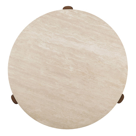 Leonardo Travertine Top/Dark Oak Coffee Table - Ornate Home