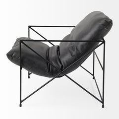 Leonidas Black Faux Leather Seat Accent Chair - Ornate Home
