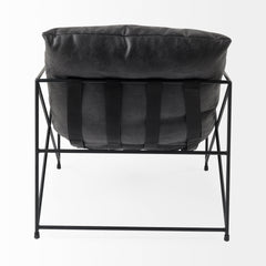 Leonidas Black Faux Leather Seat Accent Chair - Ornate Home