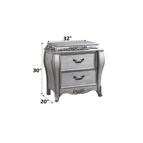 Leonora Vintage Platinum Nightstand - Ornate Home