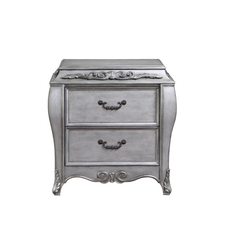Leonora Vintage Platinum Nightstand - Ornate Home