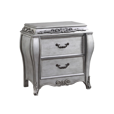 Leonora Vintage Platinum Nightstand - Ornate Home