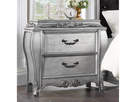 Leonora Vintage Platinum Nightstand - Ornate Home