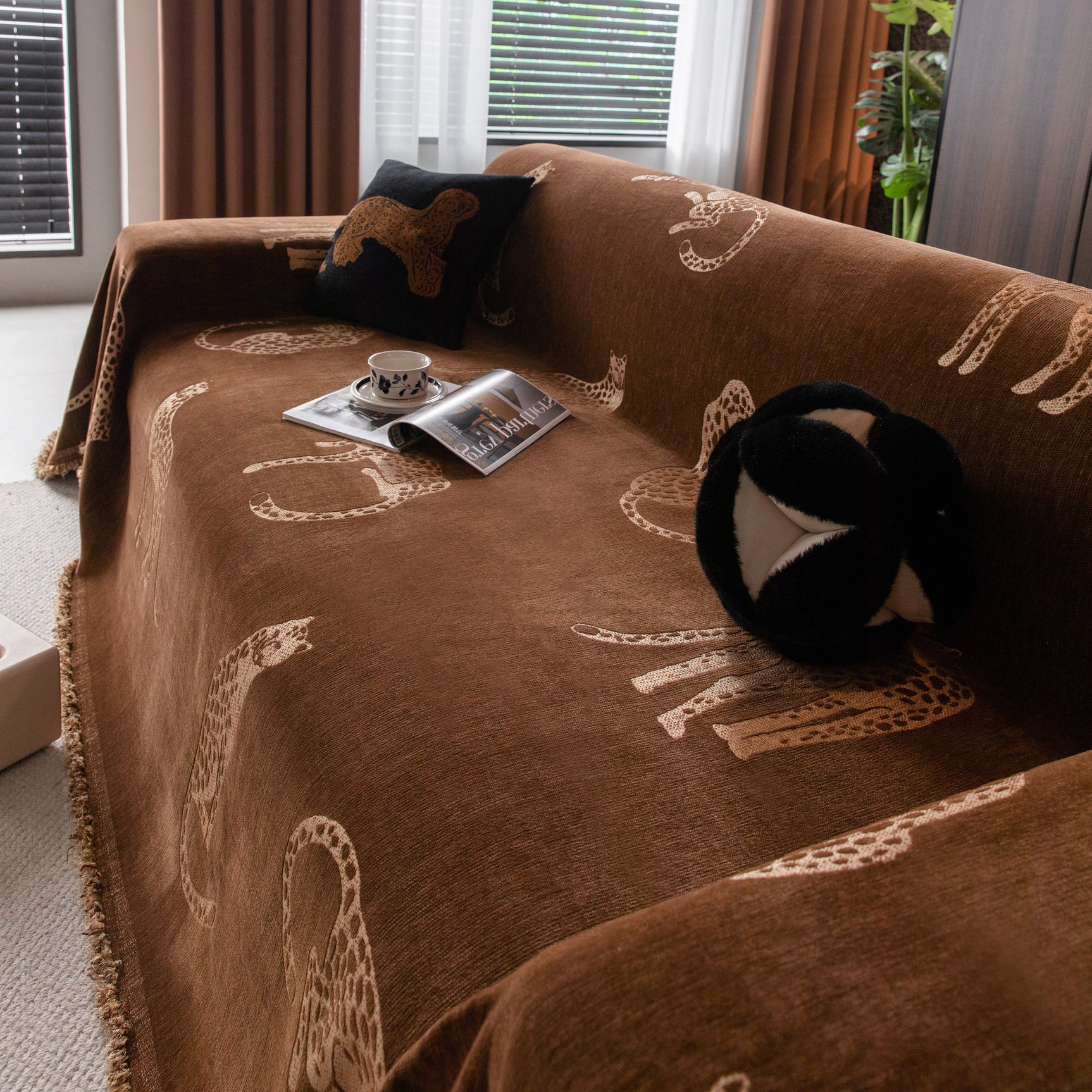 Leopard Sofa Cover Blanket Stylish Furniture Protector Throw for Couches & Loveseats - Ornate Home
