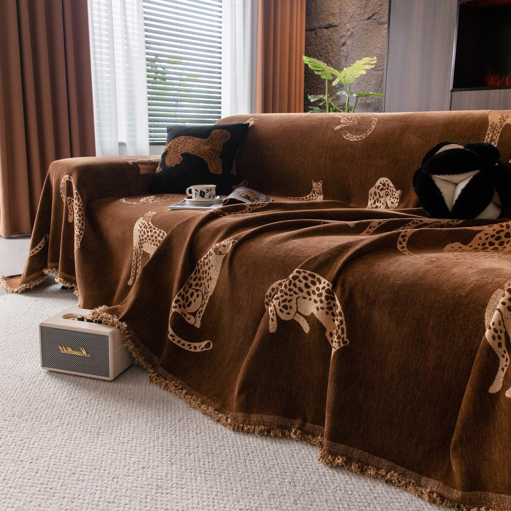 Leopard Sofa Cover Blanket Stylish Furniture Protector Throw for Couches & Loveseats - Ornate Home