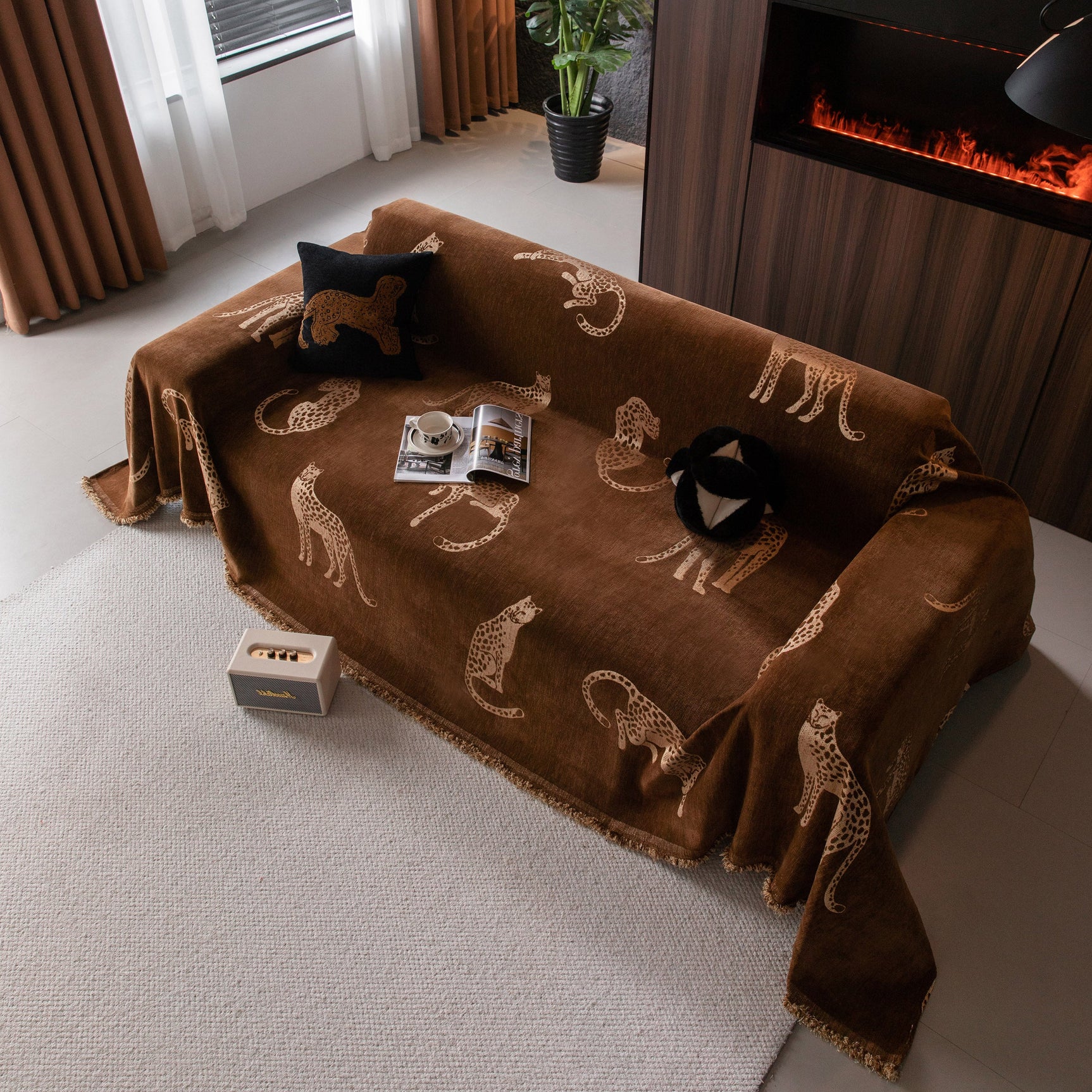 Leopard Sofa Cover Blanket Stylish Furniture Protector Throw for Couches & Loveseats - Ornate Home