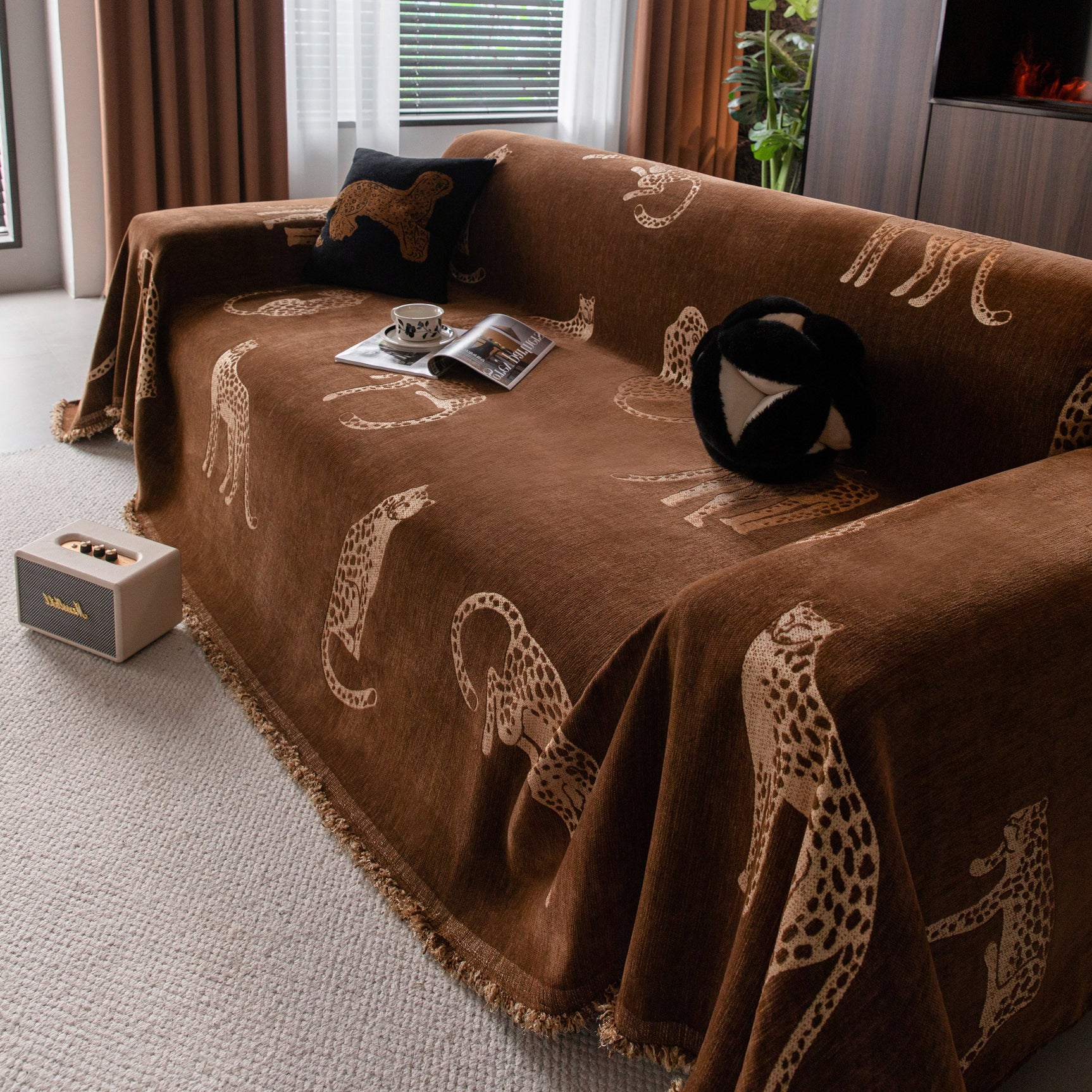 Leopard Sofa Cover Blanket Stylish Furniture Protector Throw for Couches & Loveseats - Ornate Home