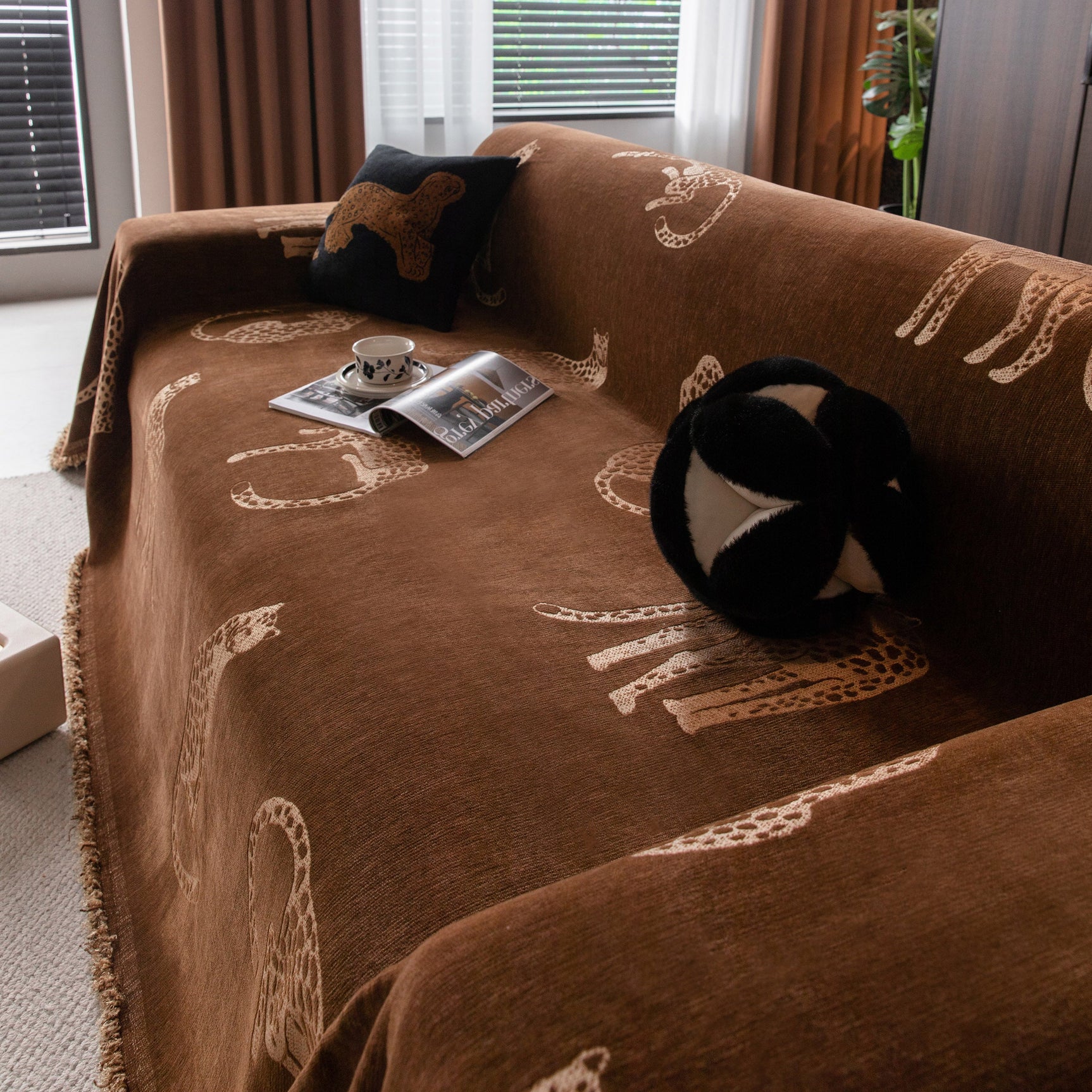 Leopard Sofa Cover Blanket Stylish Furniture Protector Throw for Couches & Loveseats - Ornate Home