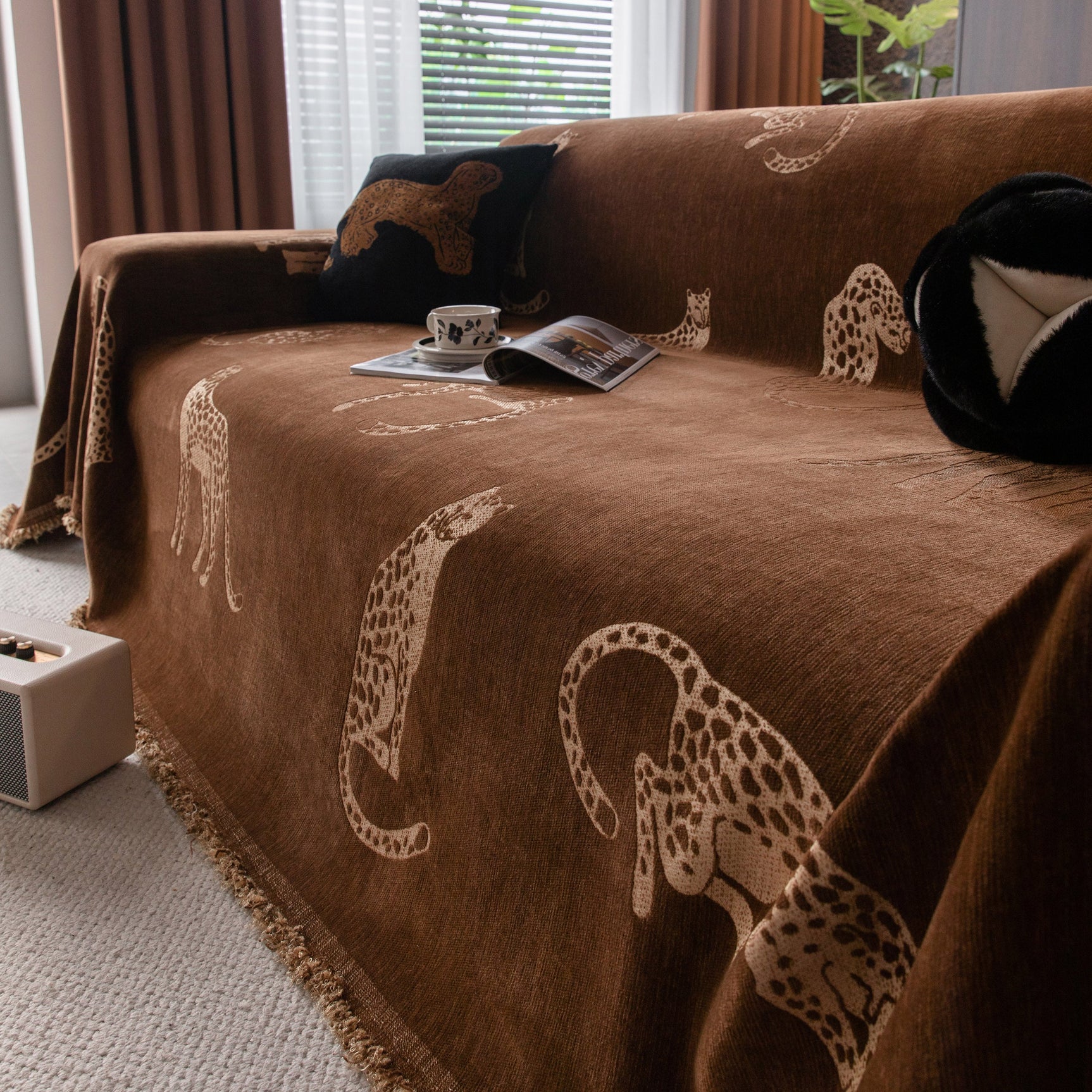 Leopard Sofa Cover Blanket Stylish Furniture Protector Throw for Couches & Loveseats - Ornate Home