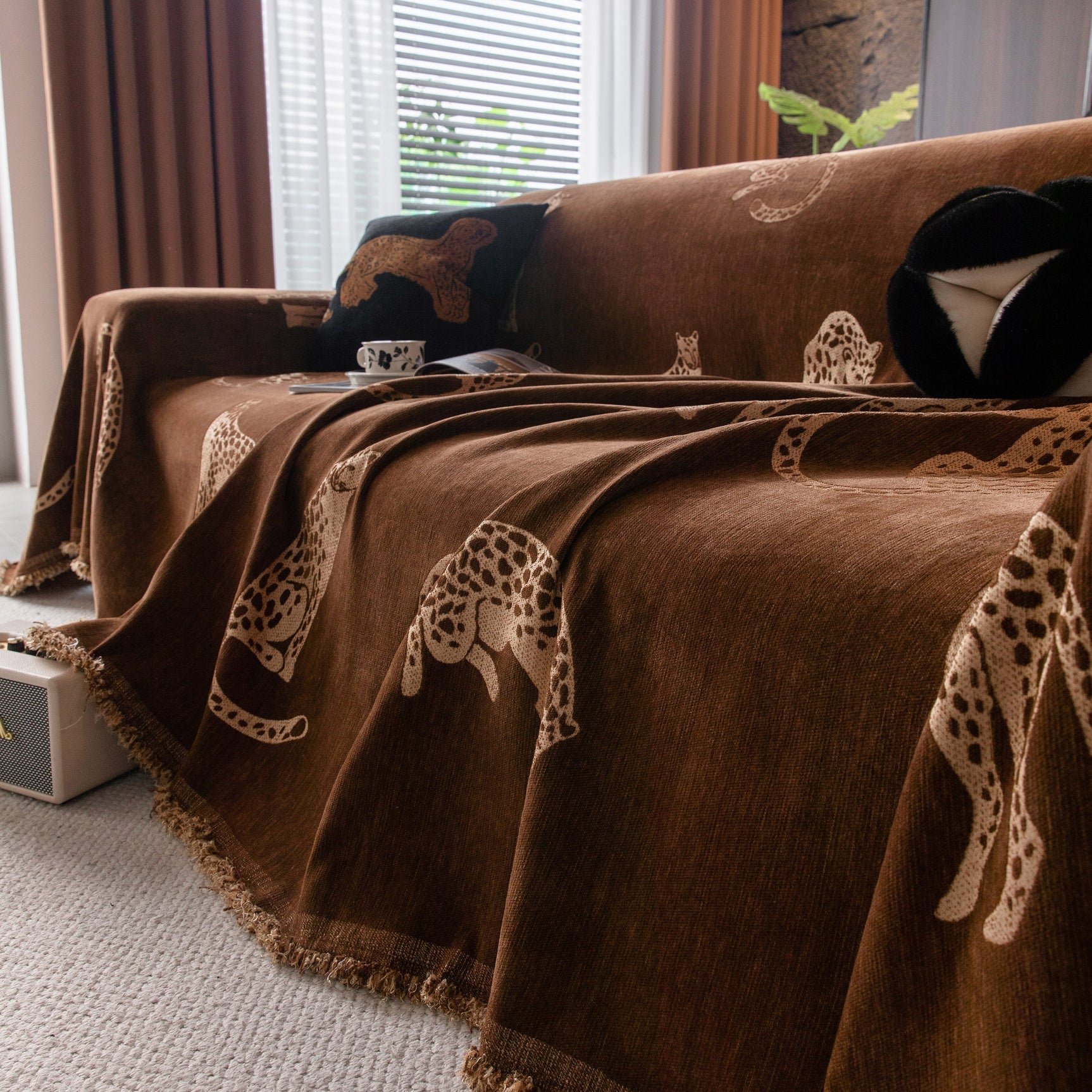 Leopard Sofa Cover Blanket Stylish Furniture Protector Throw for Couches & Loveseats - Ornate Home