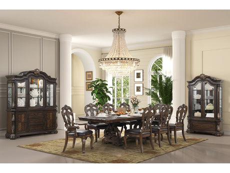 Leovanni Dark Brown 9 Piece Dining Set - Ornate Home