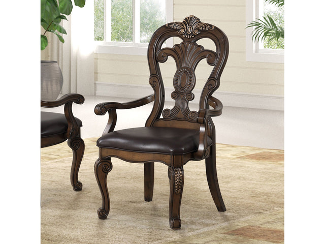 Leovanni Dark Brown Arm Chair (Set of 2) - Ornate Home