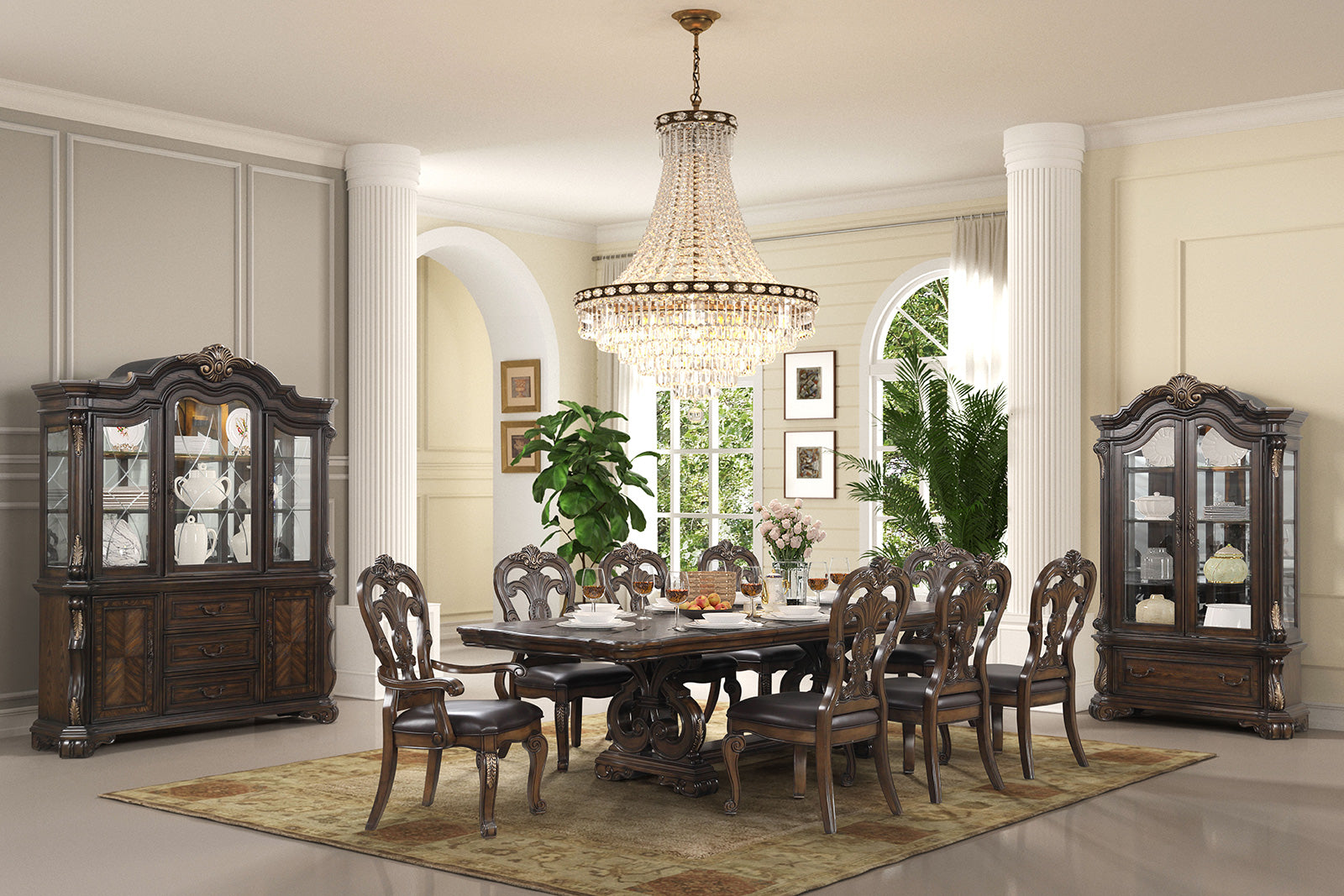 Leovanni Dark Brown Curio - Ornate Home