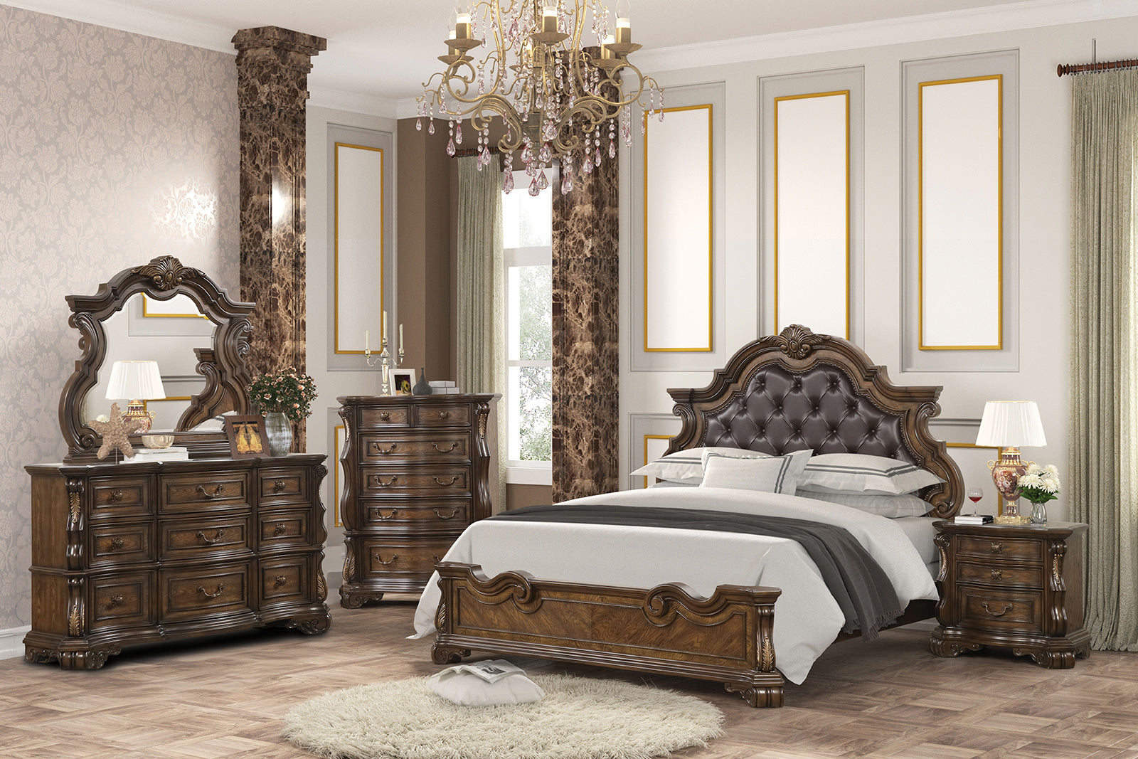 dark brown bedroom dresser Furniture of America Leovanni dark wood dresser