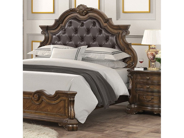 Leovanni Dark Brown Eastern King w/ Bombay Headboard Design - Ornate Home