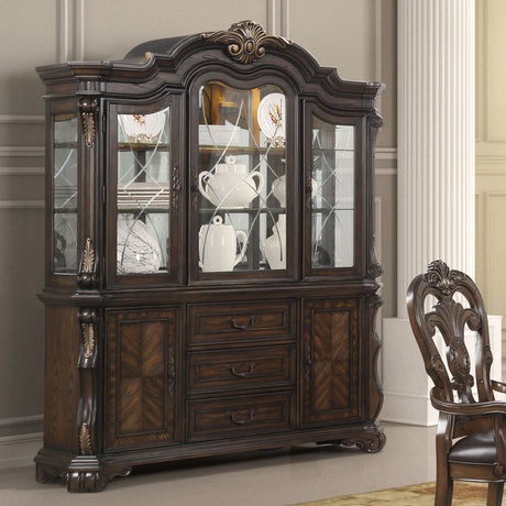 Leovanni Dark Brown Hutch Buffet - Ornate Home