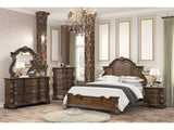 Leovanni Dark Brown Queen 4 Piece Bedroom Set - Ornate Home