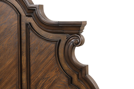 Leovanni Dark Brown Queen 5 Piece Bedroom Set w/Chest - Ornate Home