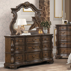 Leovanni Dark Brown Queen 5 Piece Bedroom Set w/Chest - Ornate Home