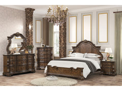 Leovanni Dark Brown Queen 5 Piece Bedroom Set w/Chest - Ornate Home