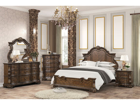 Leovanni Dark Brown Queen 5 Piece Bedroom Set w/Chest - Ornate Home
