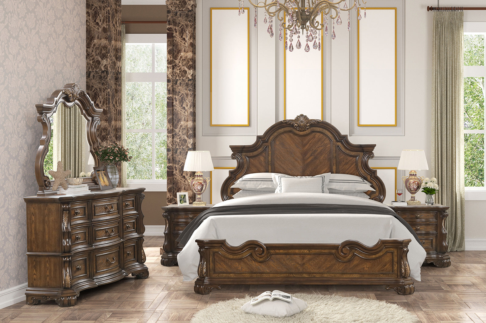 Leovanni Dark Brown Queen Bed - Ornate Home