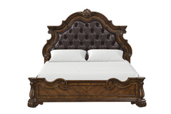 Leovanni Dark Brown Queen Full 5 Piece Bedroom Set w/2 Nightstands - Ornate Home