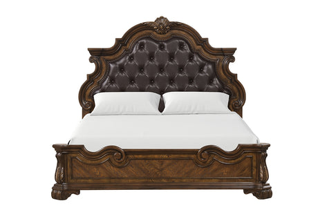 Leovanni Dark Brown Queen Full 5 Piece Bedroom Set w/2 Nightstands - Ornate Home