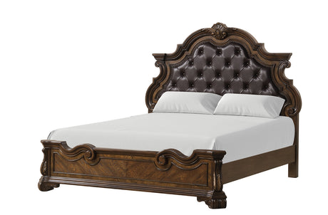 Leovanni Dark Brown Queen Full 5 Piece Bedroom Set w/Chest - Ornate Home
