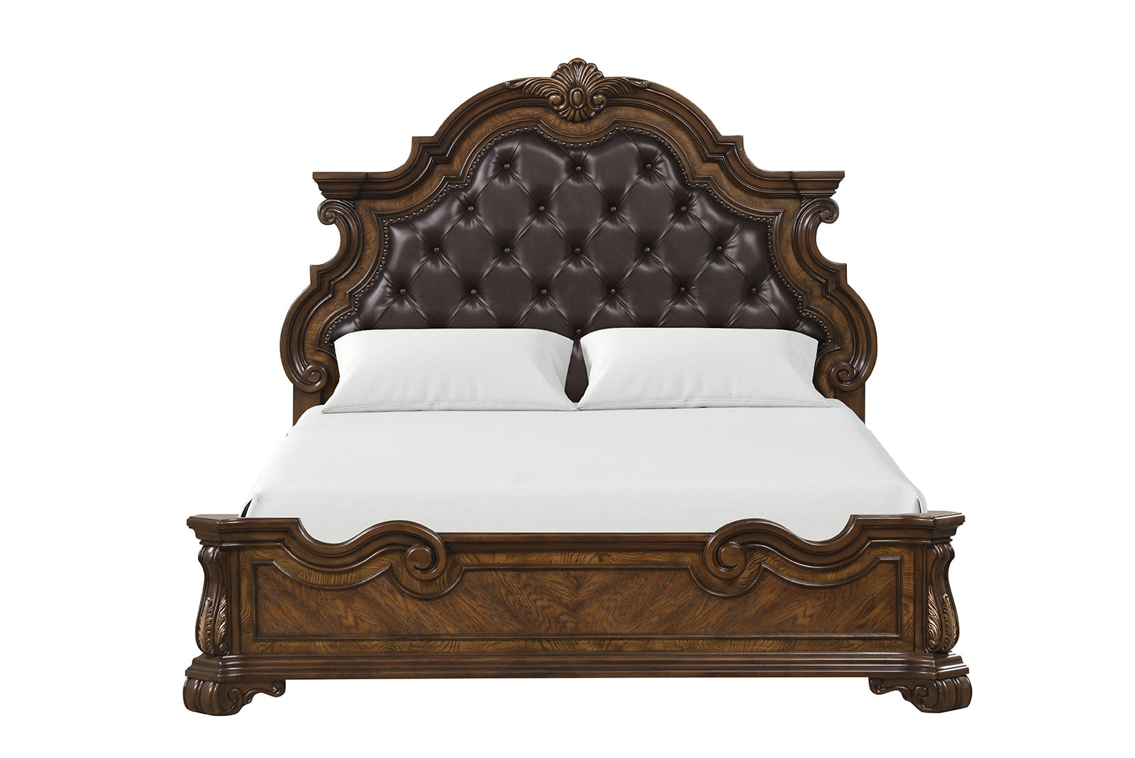 Leovanni Dark Brown Queen Full 5 Piece Bedroom Set w/Chest - Ornate Home