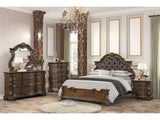 Leovanni Dark Brown Queen Full 5 Piece Bedroom Set w/Chest - Ornate Home